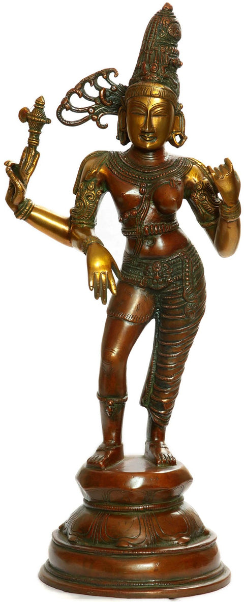 19" Ardhanarishvara (Shiva Shakti) Brass Sculpture | Handmade Idol | Made in India