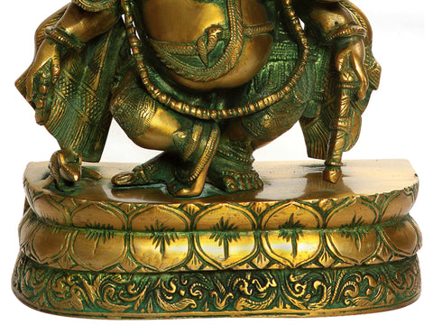 12" Three-headed Dancing Ganesha Brass Statue | Handmade | Made in India