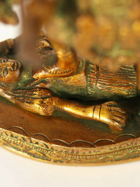 7" Handmade Mother Kali Dasabhuja Brass Statue | Made In India