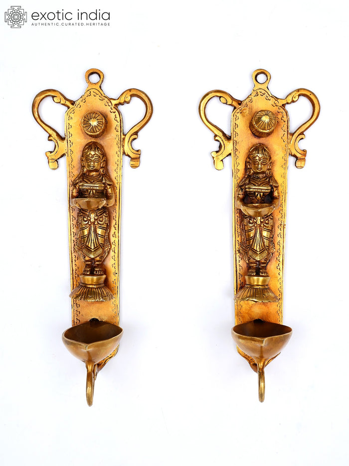 10" Brass Deeplakshmi Wall Hanging Handmade Pair