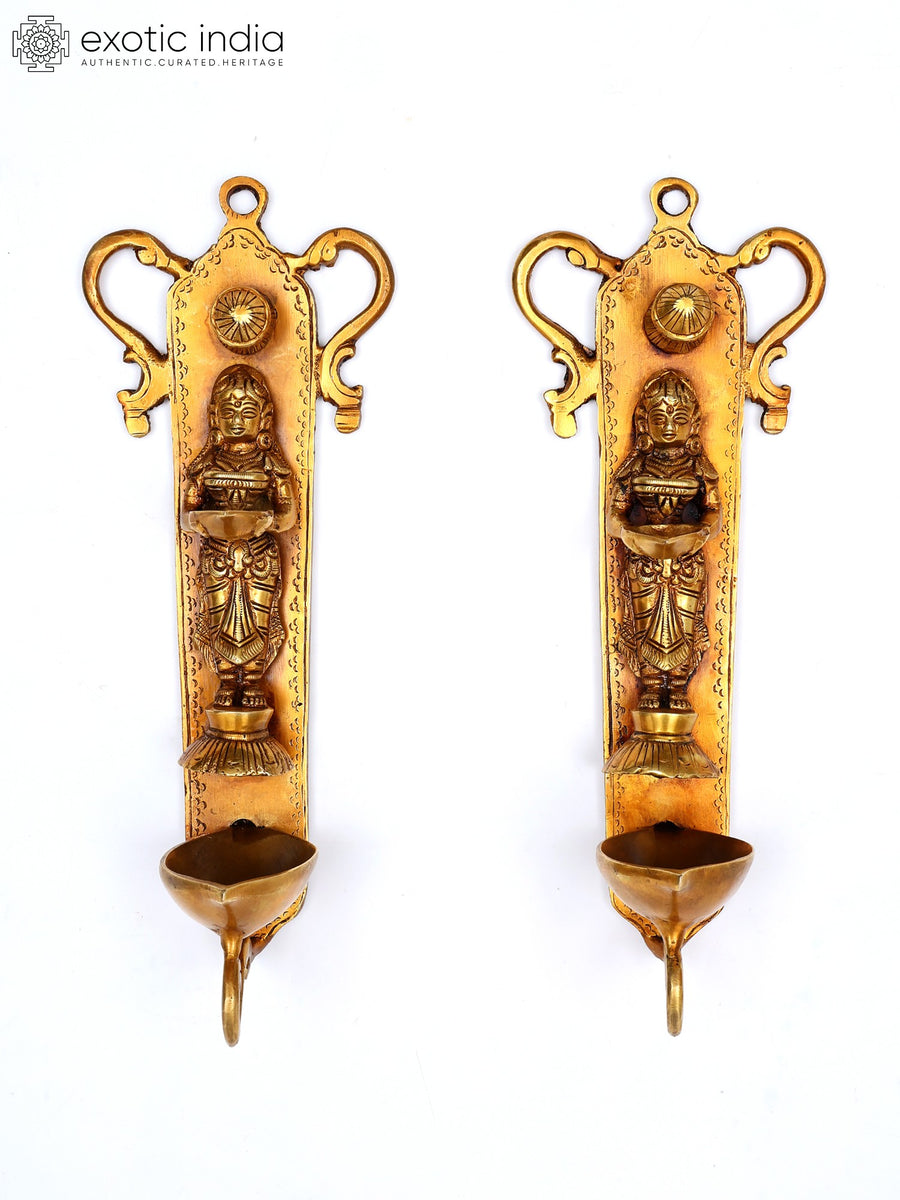 10" Brass Deeplakshmi Wall Hanging Handmade Pair