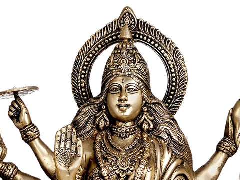 27" Large Size Mother Goddess Durga In Brass | Handmade | Made In India