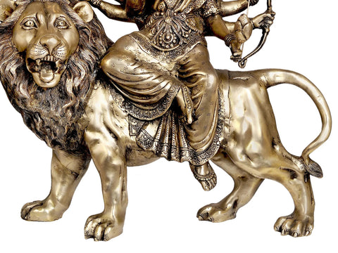 27" Large Size Mother Goddess Durga In Brass | Handmade | Made In India