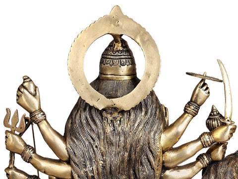 27" Large Size Mother Goddess Durga In Brass | Handmade | Made In India