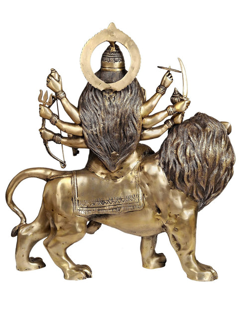 27" Large Size Mother Goddess Durga In Brass | Handmade | Made In India