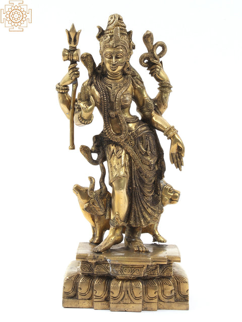 18" Ardhanarishvara Brass Sculpture | Indian Handcrafted Idol