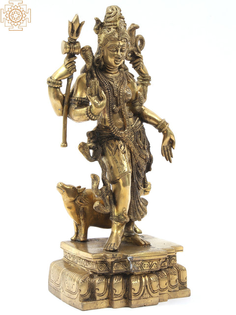 18" Ardhanarishvara Brass Sculpture | Indian Handcrafted Idol