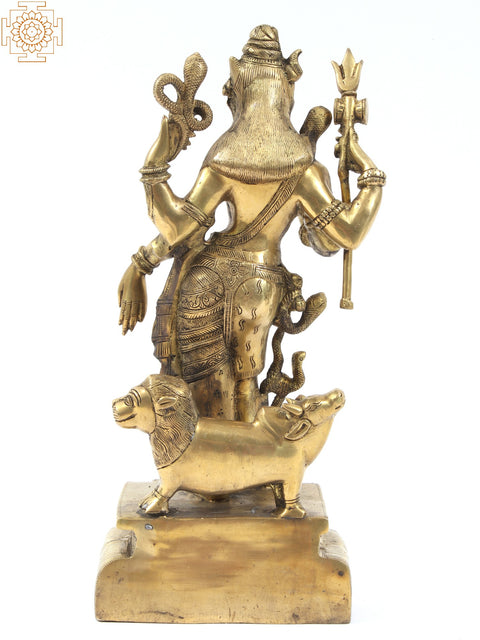 18" Ardhanarishvara Brass Sculpture | Indian Handcrafted Idol
