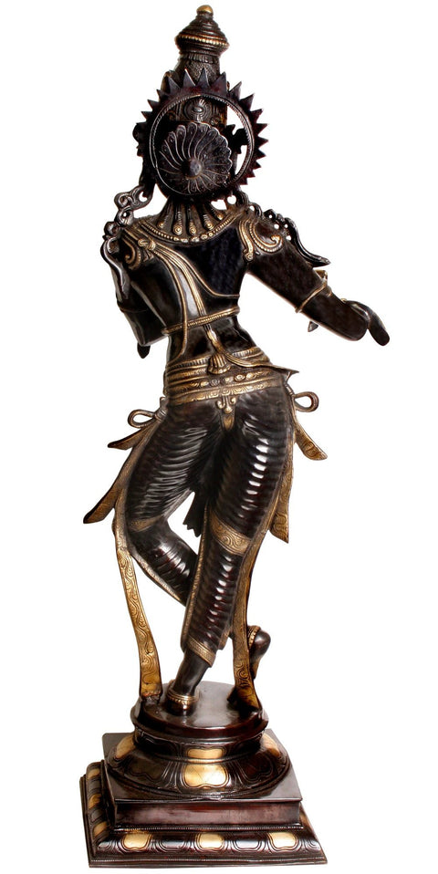 34" Lord Krishna as Shyam (Black) Sundar (Beauty) In Brass | Handmade | Made In India