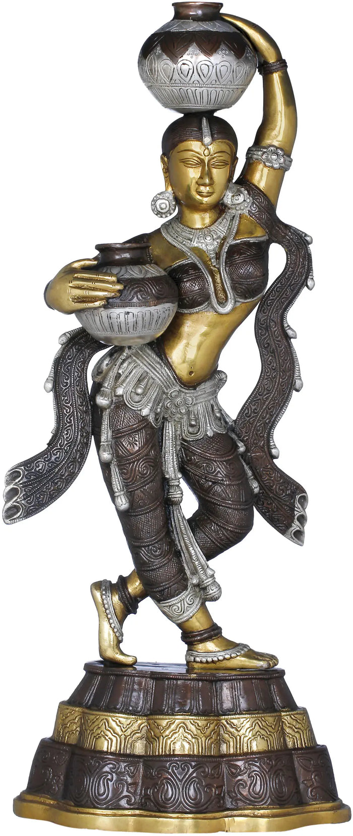 27" Krishna's Gopi Handmade Brass Statue for Pooja