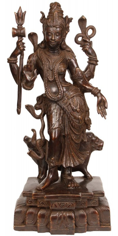 18" Ardhanarishvara Shiva Shakti Brass Statue Handmade