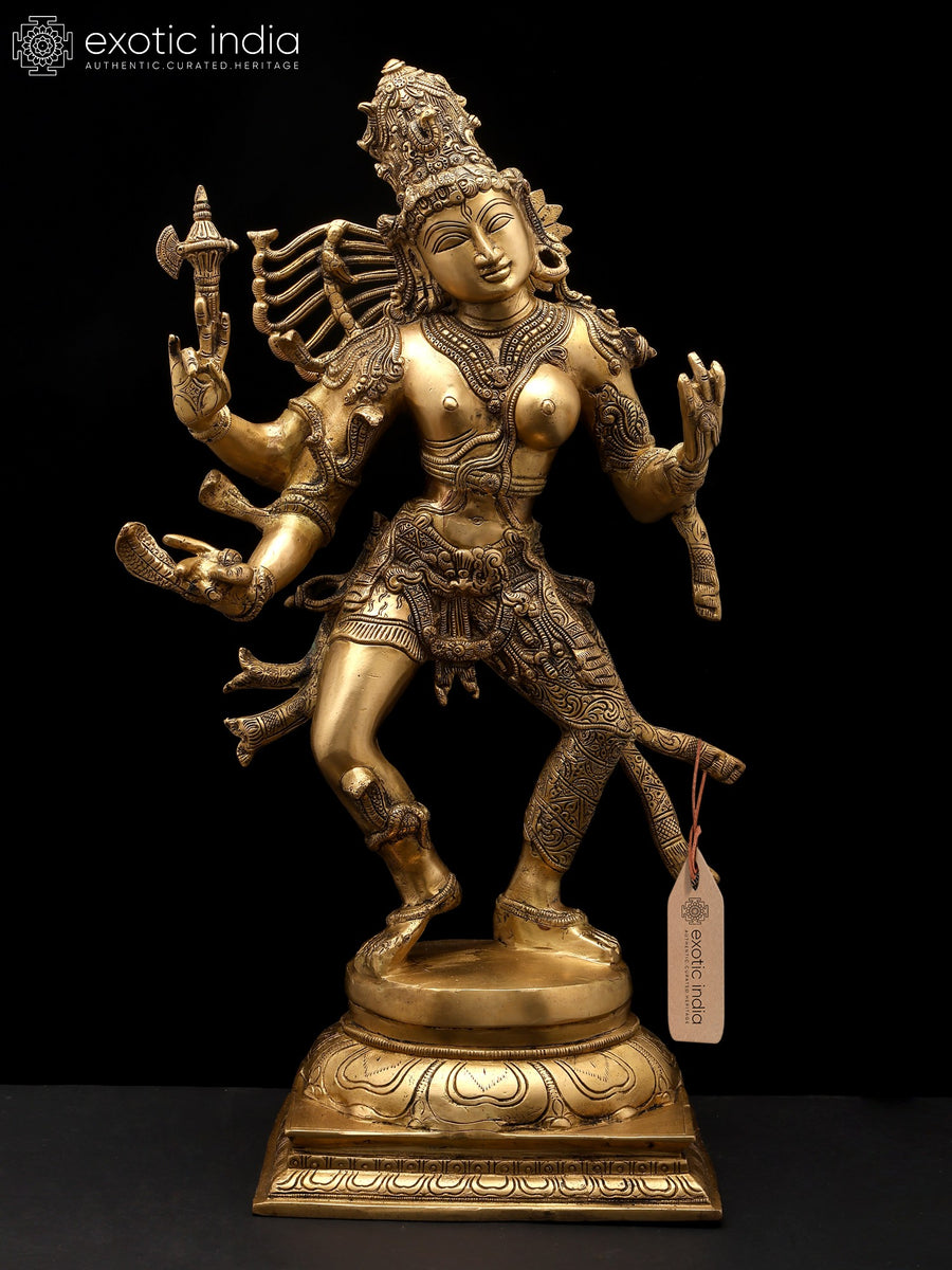 24" Dancing Ardhanarishvara Brass Statue - Shiva Shakti