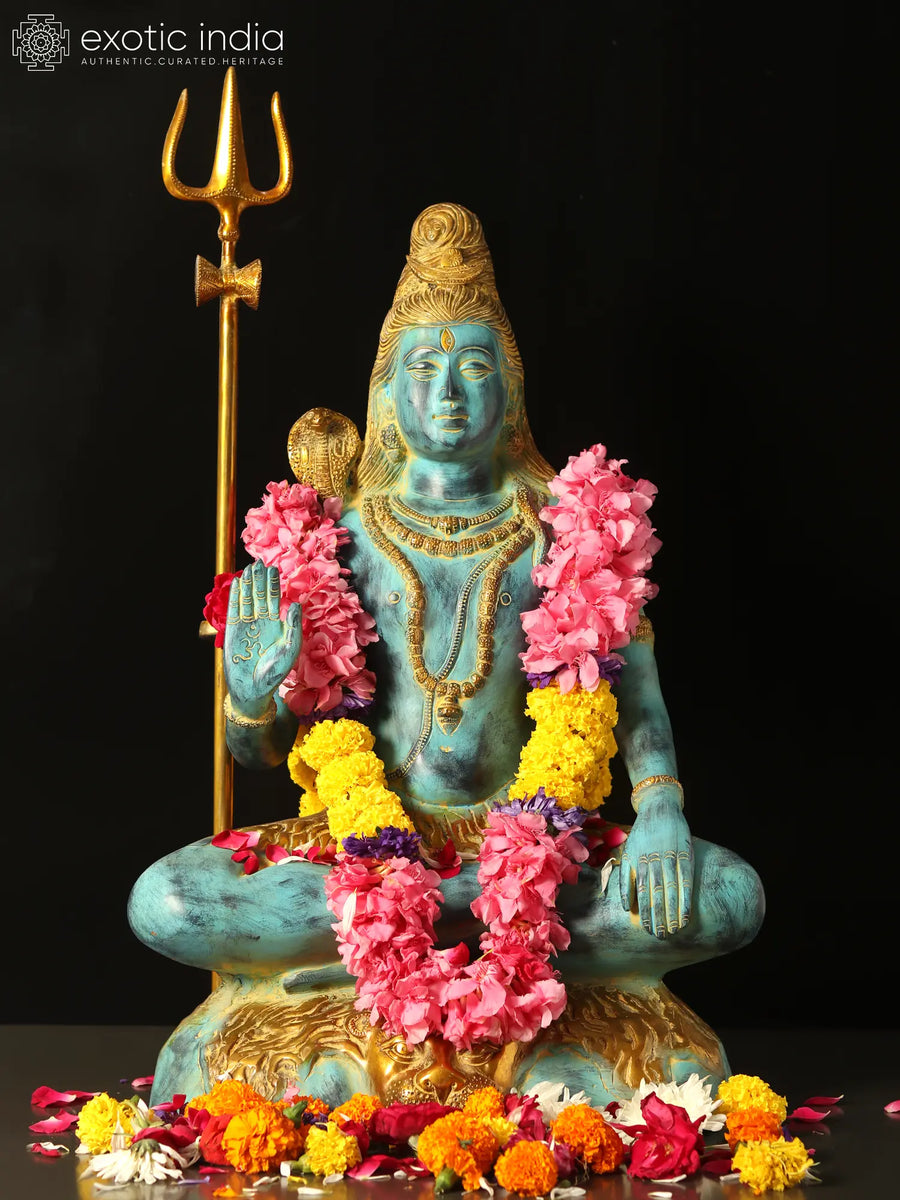 25" Handmade Adinath Brass Statue for Meditation and Pooja