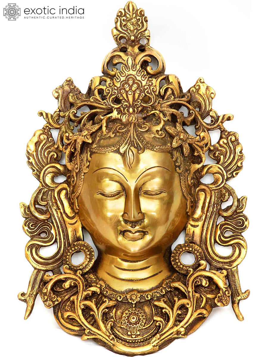 Tibetan Buddhist Goddess Tara Brass Wall Hanging Mask Handmade