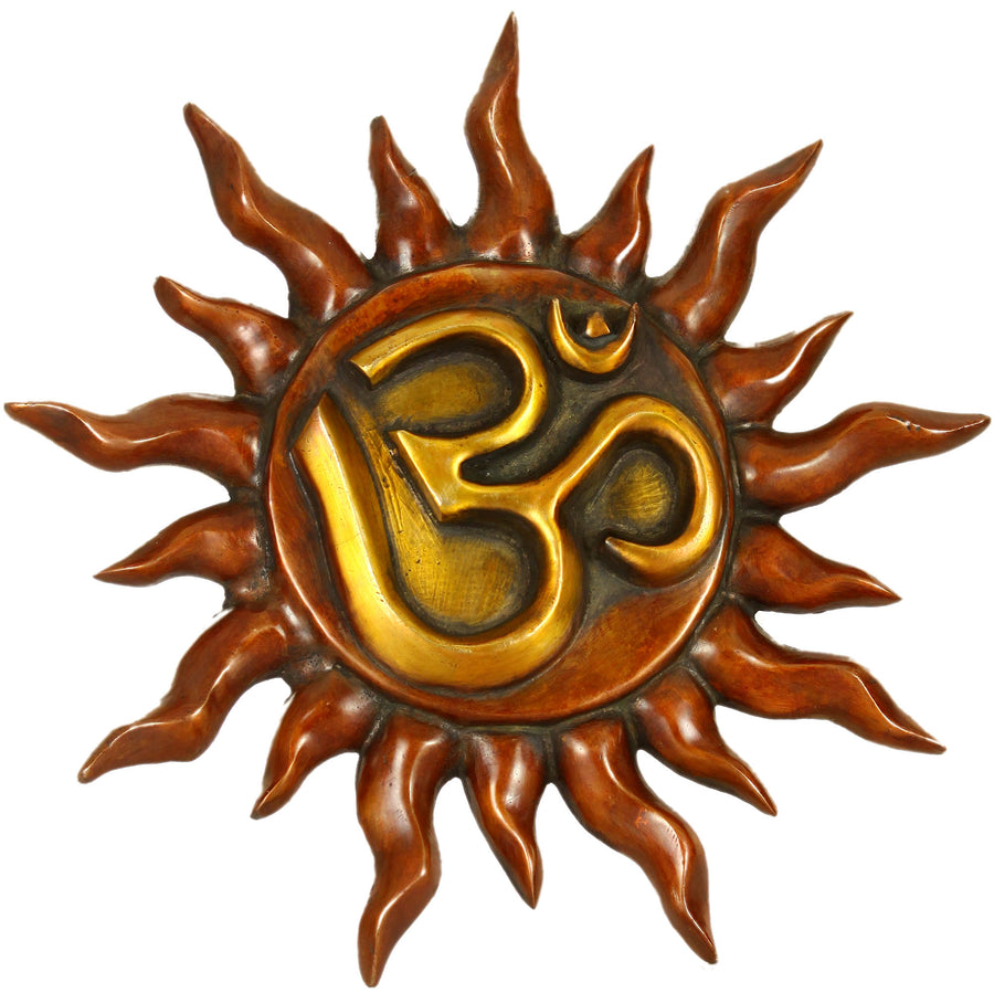 12" Handmade Brass Om Surya Wall Hanging Plate