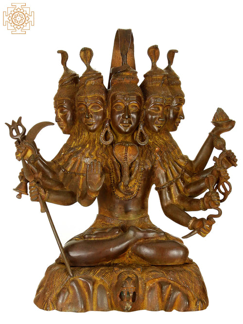 16" Sadashiva Five-Headed Shiva Handmade Brass Statue