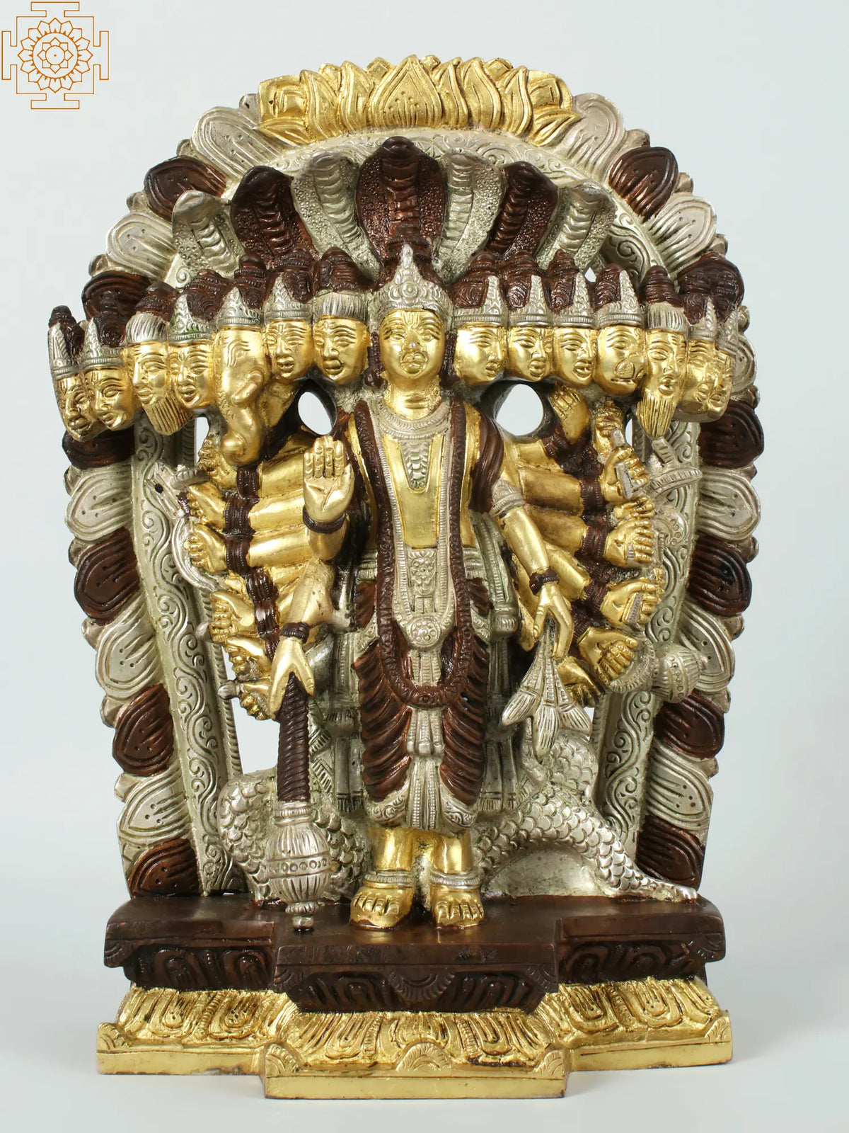 11" Lord Vishnu in His Cosmic Magnification In Brass | Handmade | Made In India