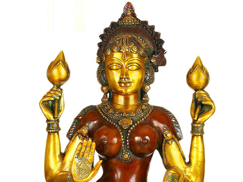 39" Large Size Goddess Lakshmi In Brass | Handmade | Made In India