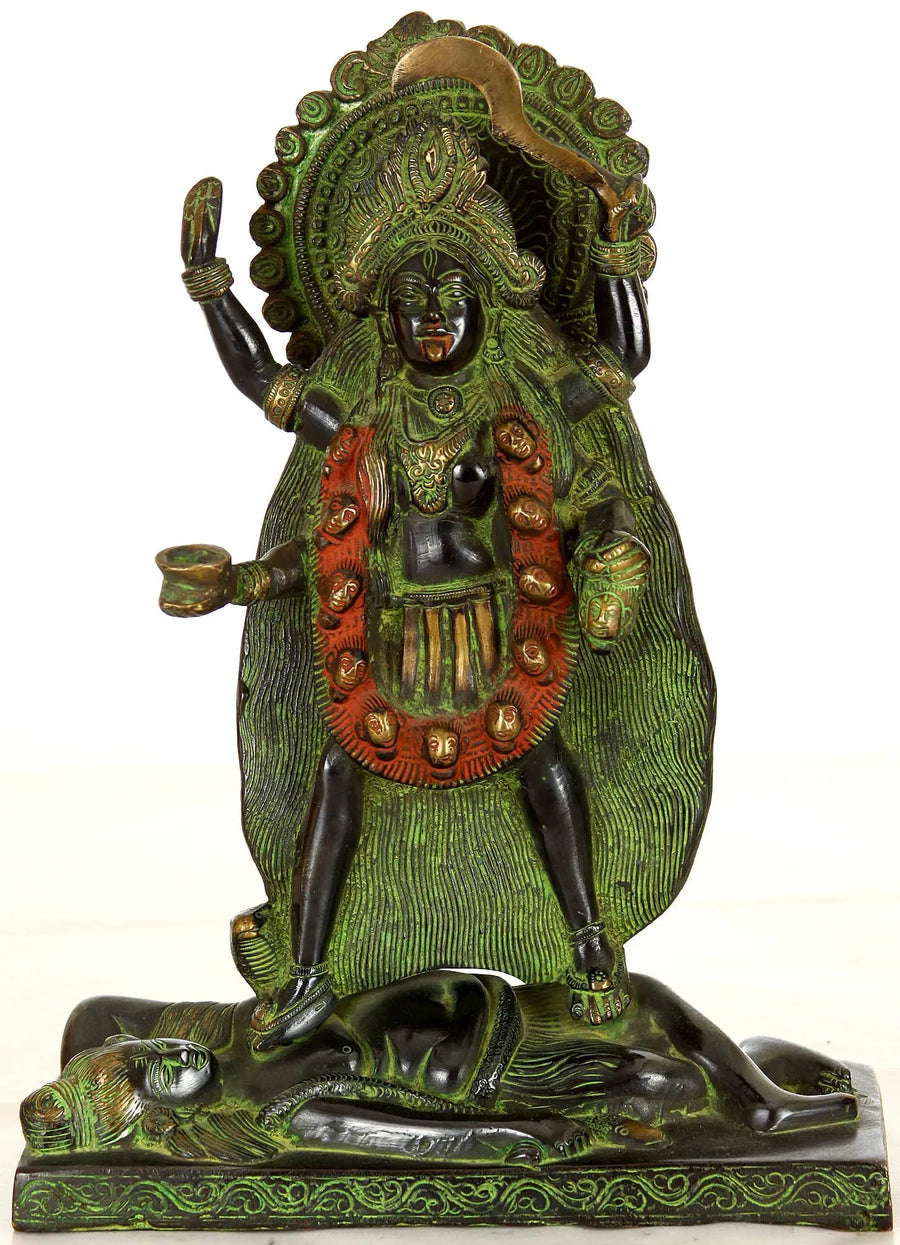 11" Mother Goddess Kali Brass Idol Handcrafted