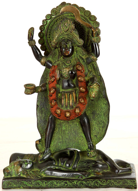 11" Mother Goddess Kali Brass Figurine | Indian Handcrafted Idol