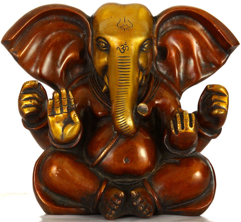 9" Baby Ganesha with Large Ears In Brass | Handmade | Made In India