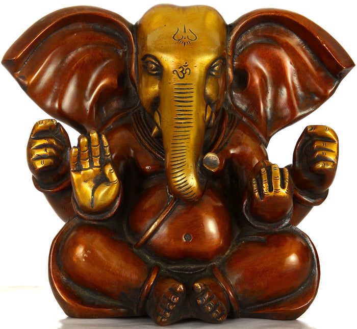9" Baby Ganesha with Large Ears In Brass | Handmade | Made In India