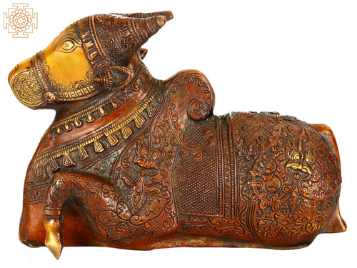 10" Nandi Brass Idol - Handmade Vehicle of Lord Shiva