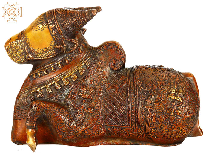 10" Nandi Brass Idol - Handmade Vehicle of Lord Shiva