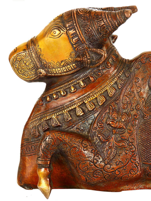10" Nandi - Vehicle of Lord Shiva In Brass | Handmade | Made In India