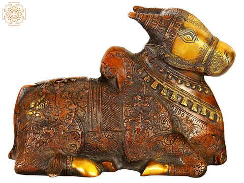 10" Nandi - Vehicle of Lord Shiva In Brass | Handmade | Made In India
