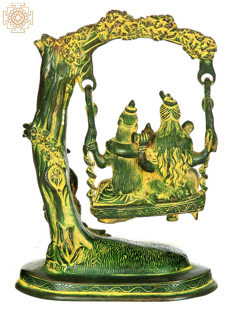 10" Lord Shiva Swings with Parvati and Ganesha In Brass | Handmade | Made In India