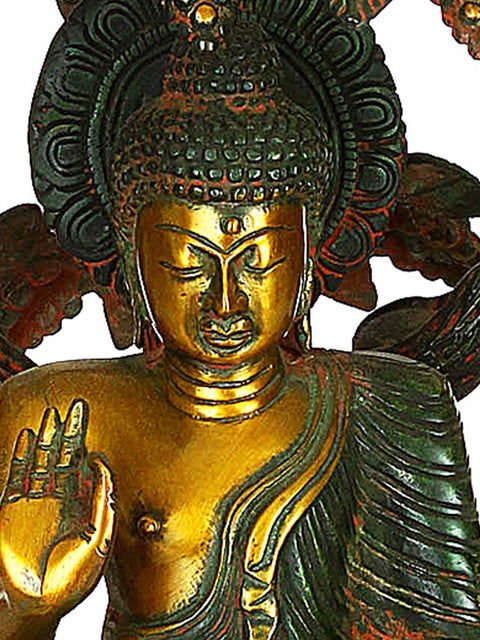 15" Buddha Under Bodhi Tree In Brass | Handmade | Made In India
