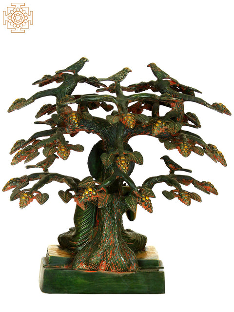 15" Buddha Under Bodhi Tree In Brass | Handmade | Made In India