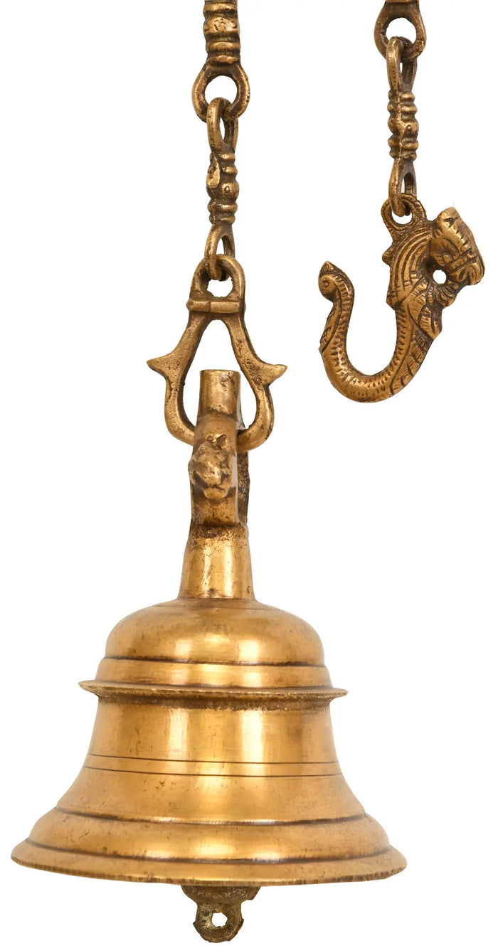 6" Temple Hanging Bell in Brass | Handmade | Made in India