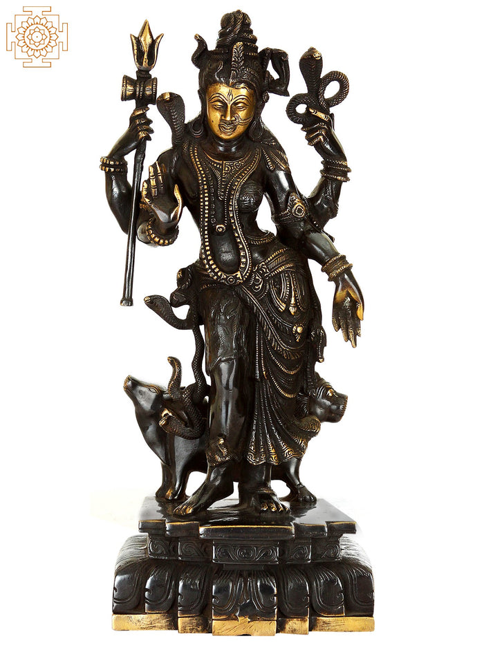 18" Ardhanarishvara Brass Statue Handmade