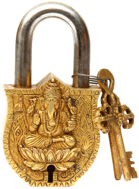 Lord Ganesha Lock with Vajra Key and Om (AUM) on Rear Side