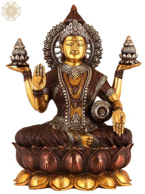 12" Goddess Ganga Brass Statue Handmade for Pooja