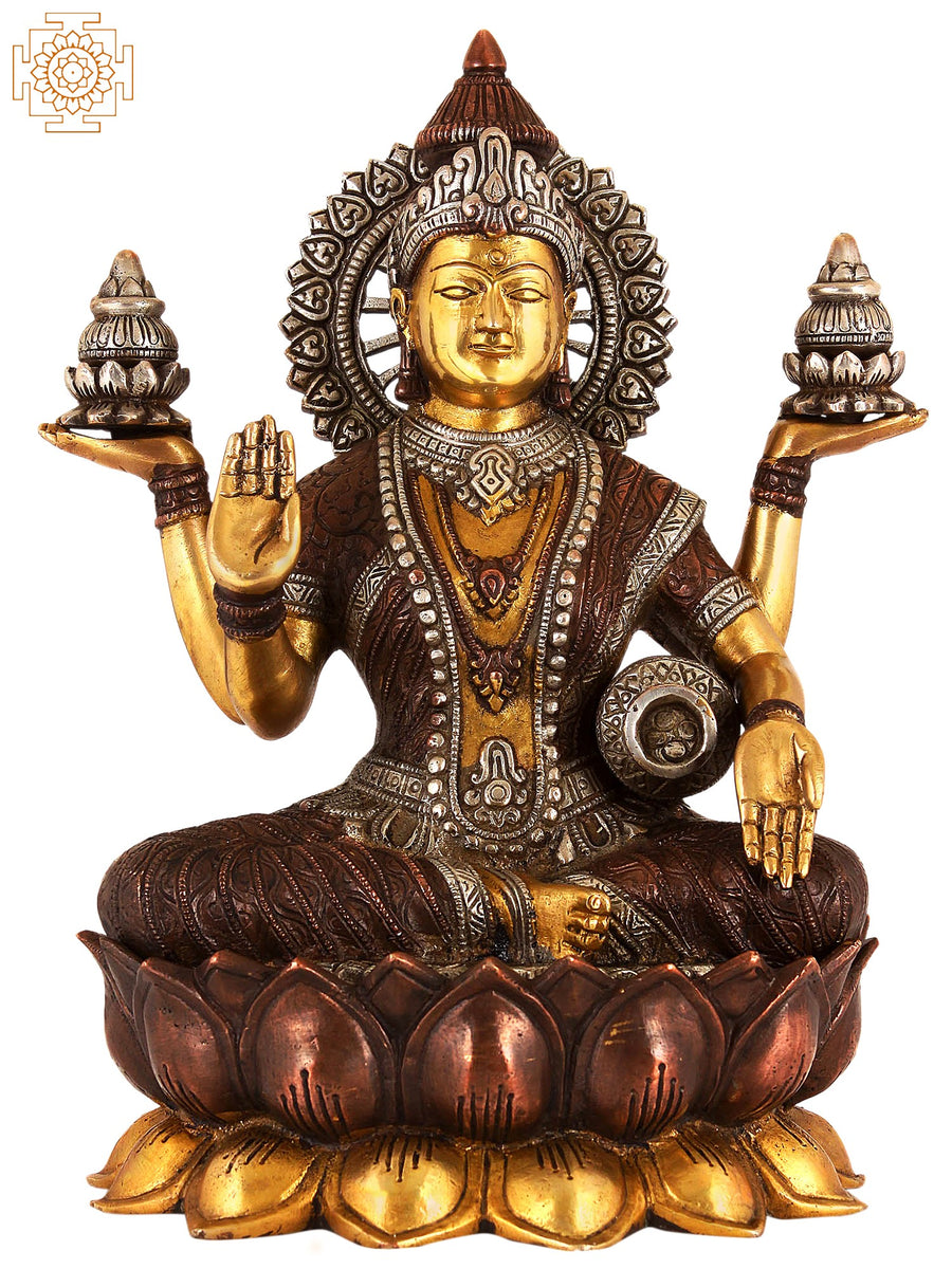 12" Goddess Ganga Brass Statue Handmade for Pooja