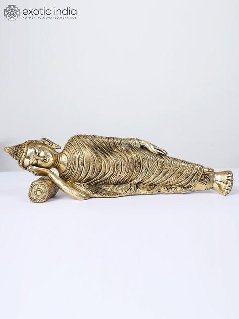 14" Mahaparinirvana Buddha | Brass Statue