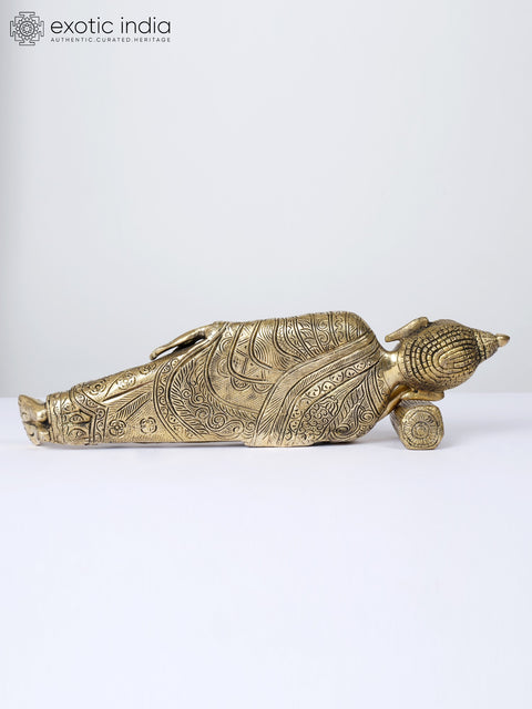 14" Mahaparinirvana Buddha | Brass Statue