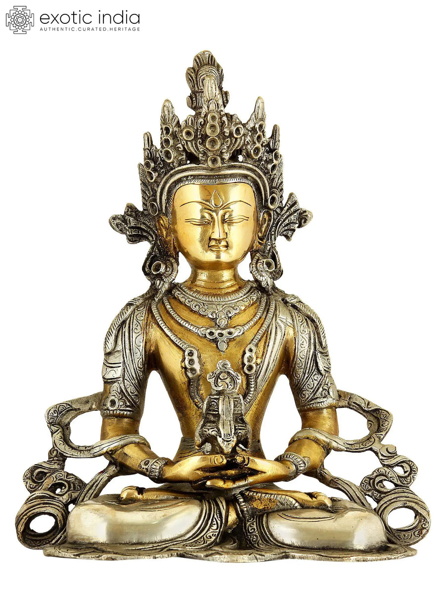 10" Amitabha Buddha Brass Statue Handmade