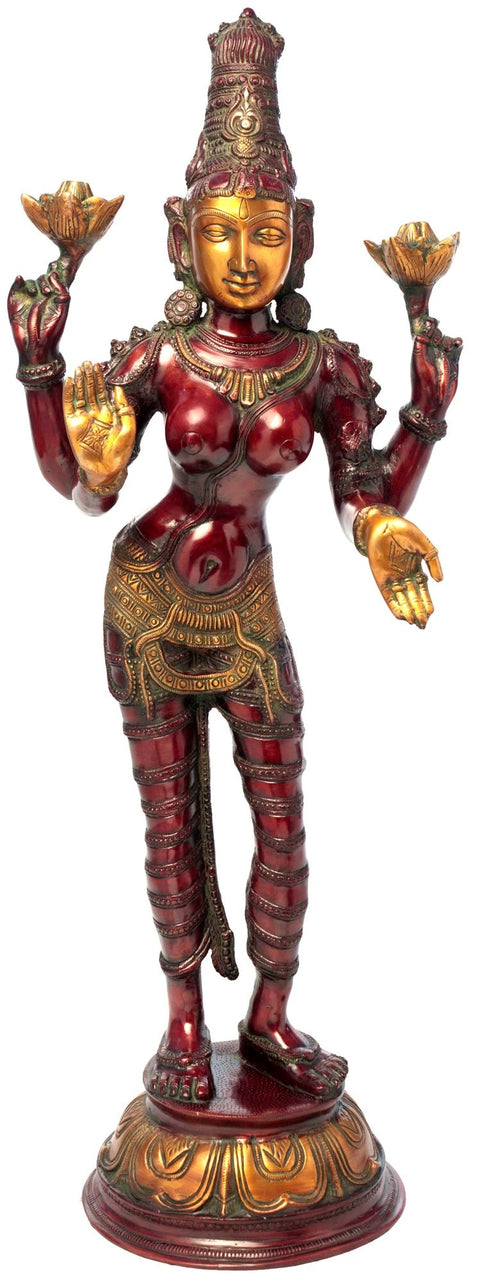 33" Large Size Goddess Lakshmi In Brass | Handmade | Made In India