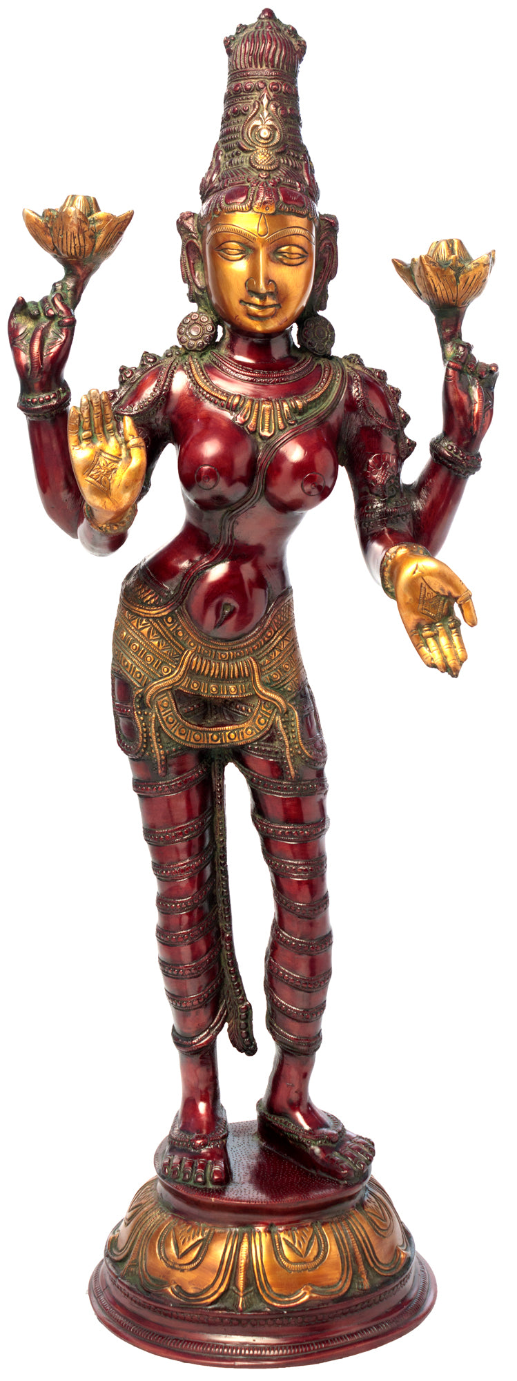 33" Large Goddess Lakshmi Brass Statue Handmade