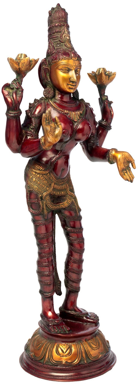 33" Large Size Goddess Lakshmi In Brass | Handmade | Made In India