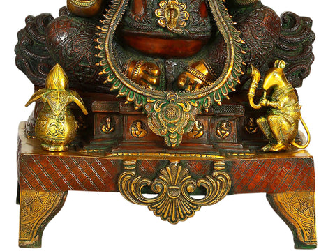 33" Large Ekadanta Ganesha Brass Sculpture | Handmade | Made In India