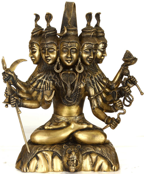 17" Panchamukha Gangadhara Shiva Handmade Brass Statue