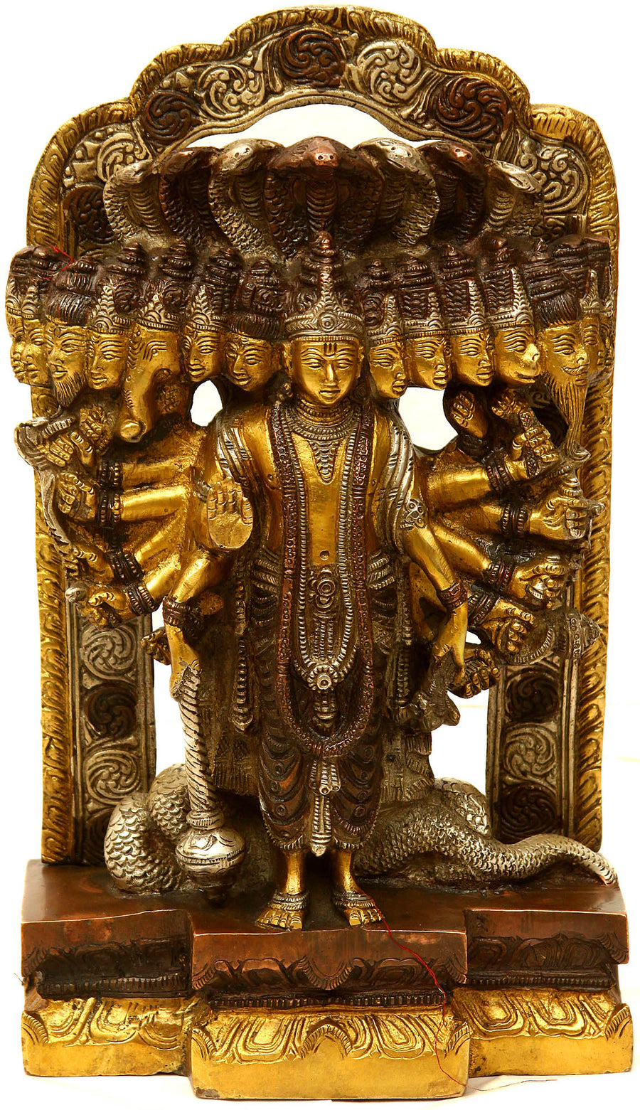 13" Lord Vishnu Cosmic Form Brass Statue Handmade