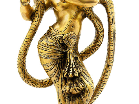 15" Shri Krishna and Kaliya In Brass | Handmade | Made In India