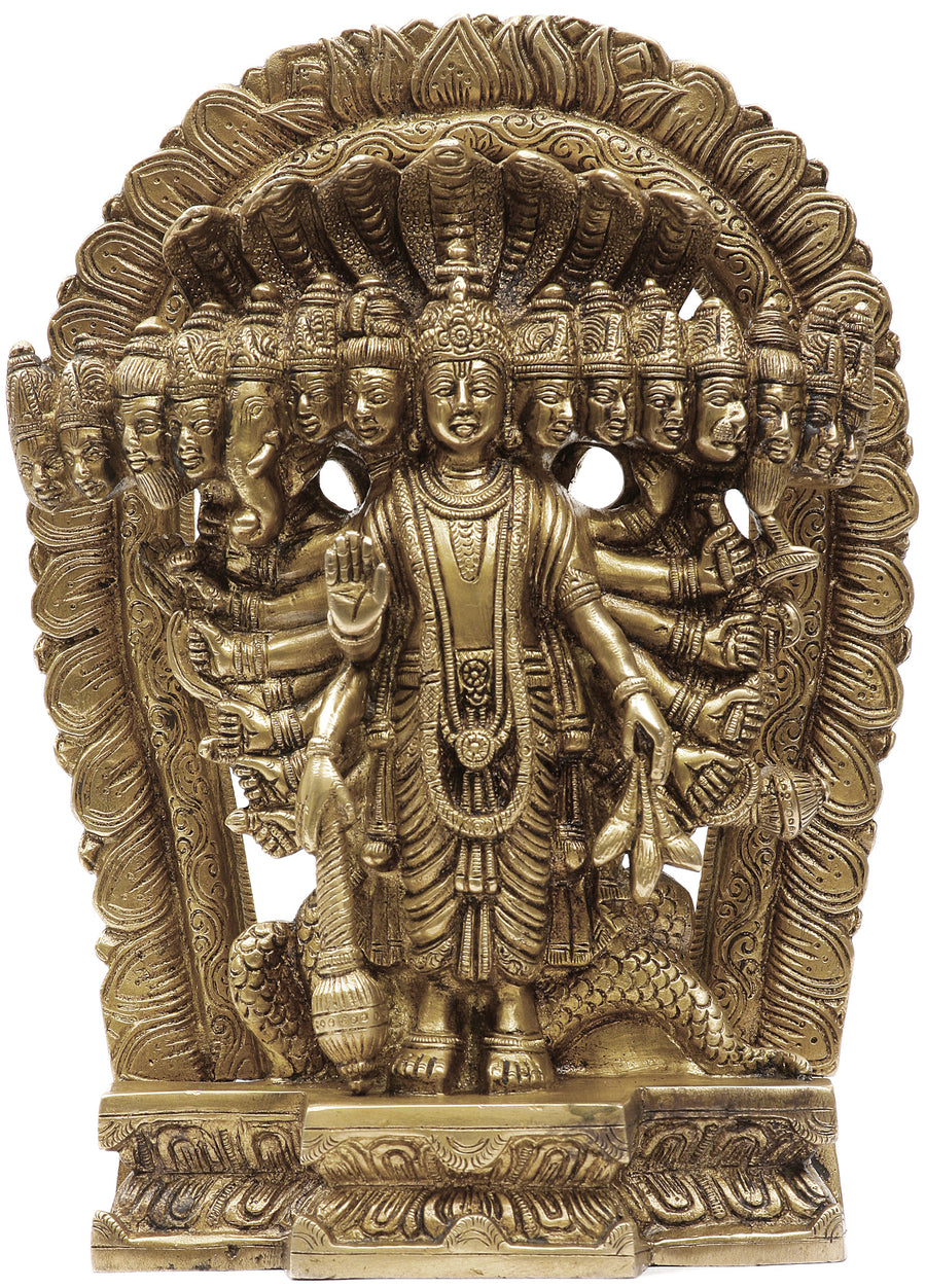Brass Lord Vishnu Cosmic Form Handmade Sculpture