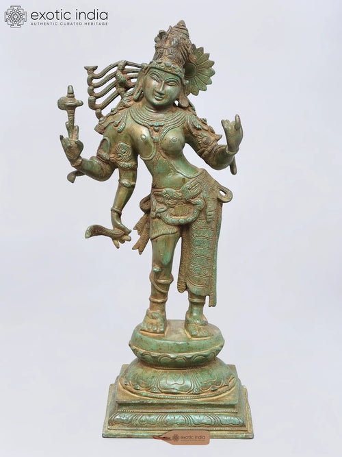 20" Ardhanarishvara Half Shiva Half Shakti Brass Statue Handmade